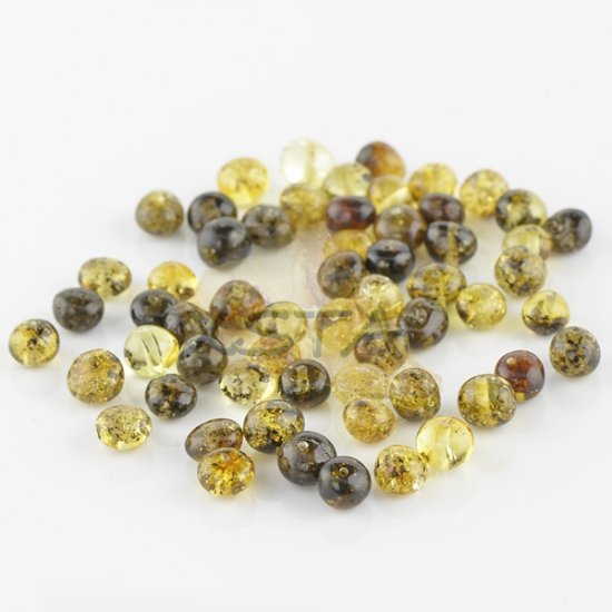 Polished green amber baroque beads 6-7 mm
